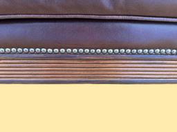 Leather Rolled Arm Bench with Tufted Seat, Brass