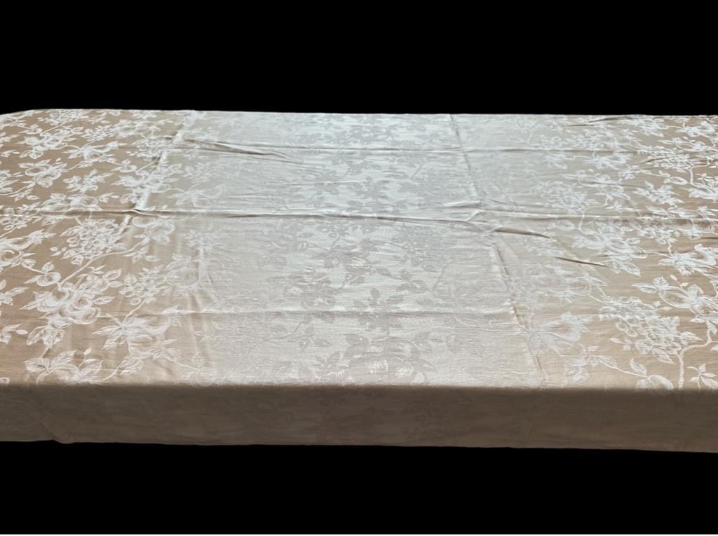 Gold Damask Tablecloth - 140 1/2” x 58”