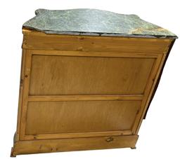 Marble Top Console Cabinet With Wooden Inlay and