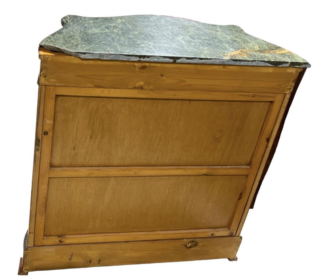 Marble Top Console Cabinet With Wooden Inlay and