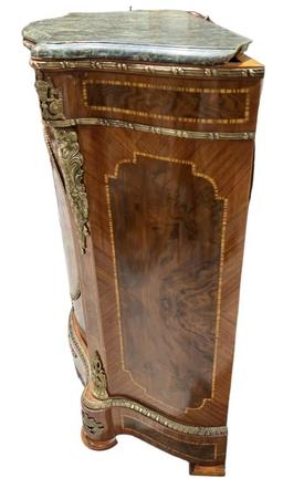 Marble Top Console Cabinet With Wooden Inlay and