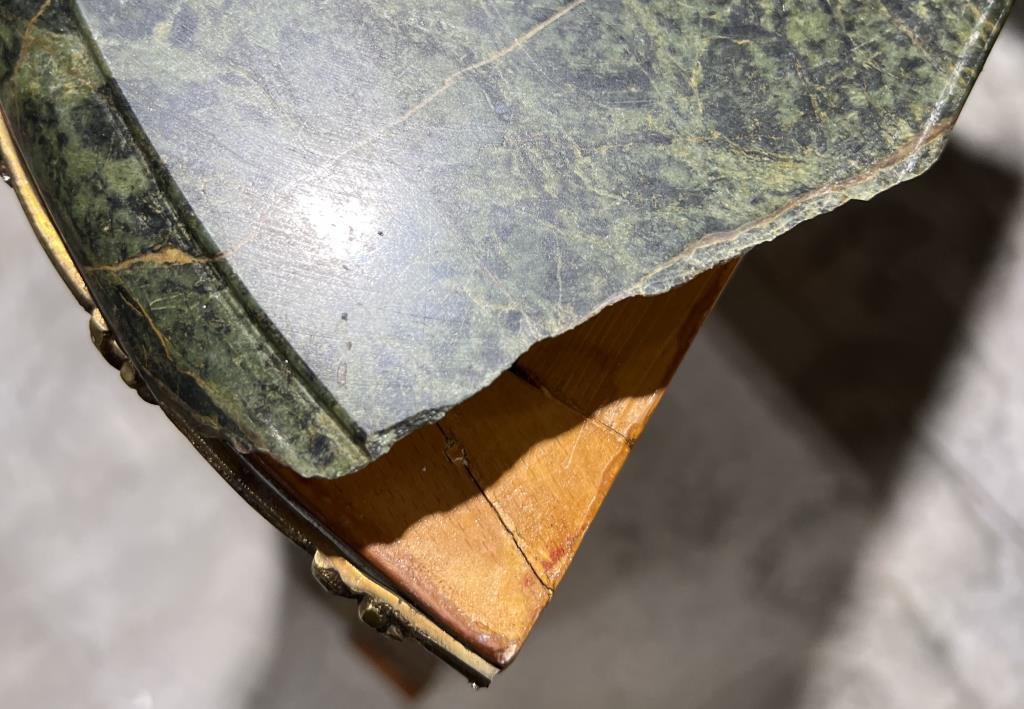 Marble Top Console Cabinet With Wooden Inlay and