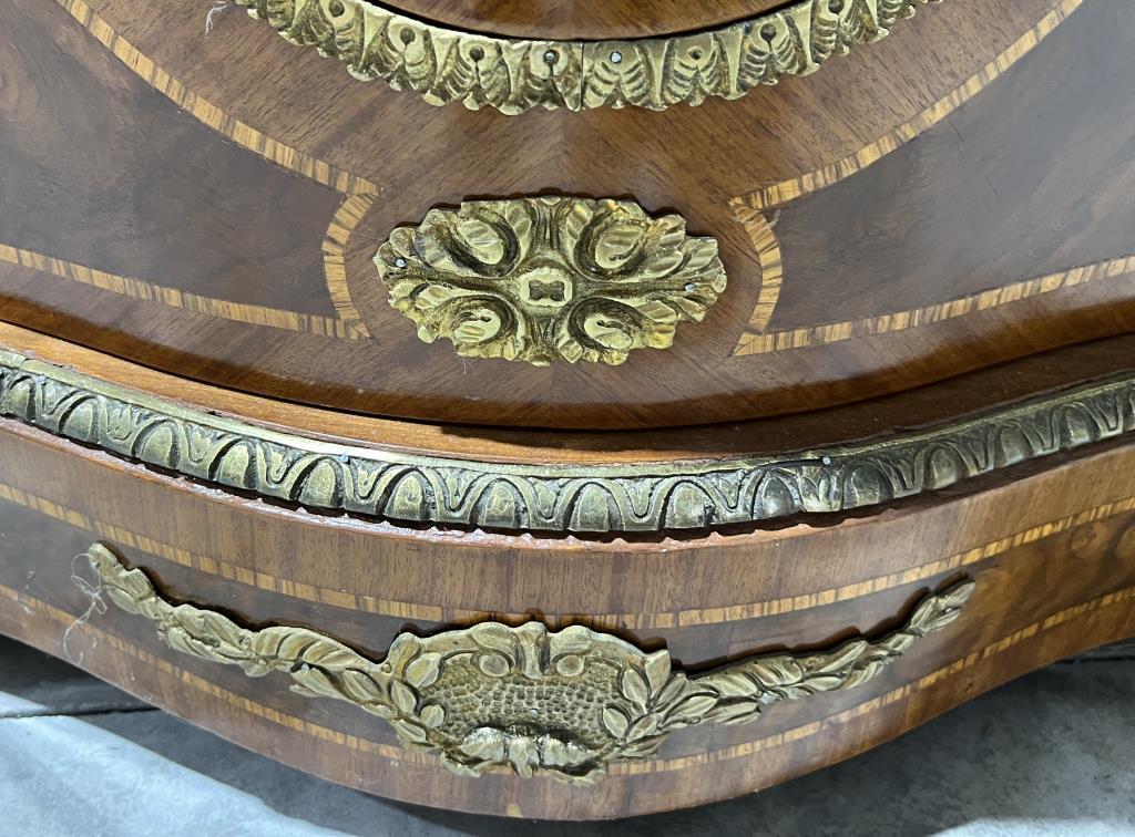 Marble Top Console Cabinet With Wooden Inlay and