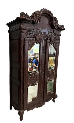 Large Carved Mahogany Wardrobe - Carved and