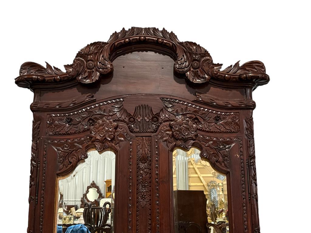 Large Carved Mahogany Wardrobe - Carved and