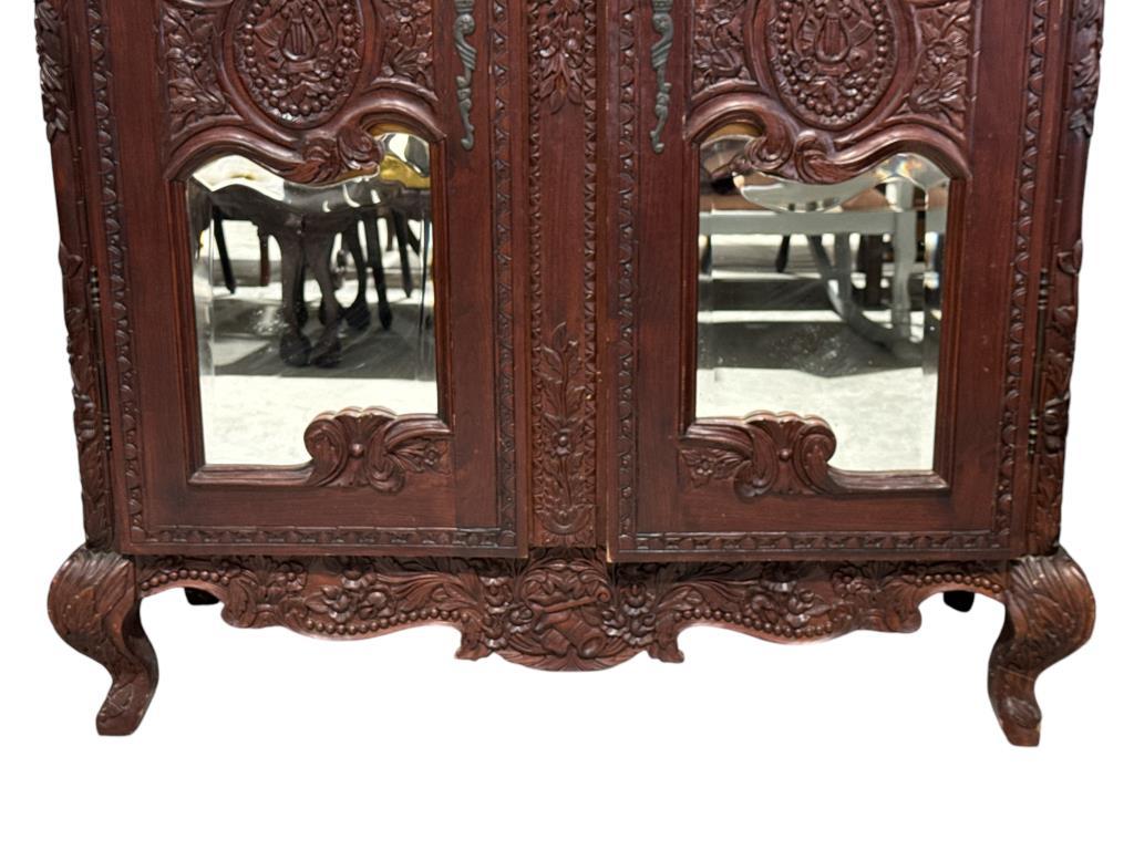 Large Carved Mahogany Wardrobe - Carved and