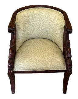 Upholstered Chair with Carved Hardwood Frame--