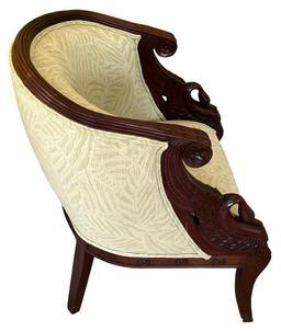 Upholstered Chair with Carved Hardwood Frame--