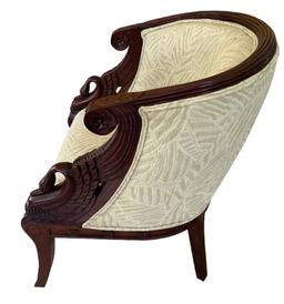 Upholstered Chair with Carved Hardwood Frame--