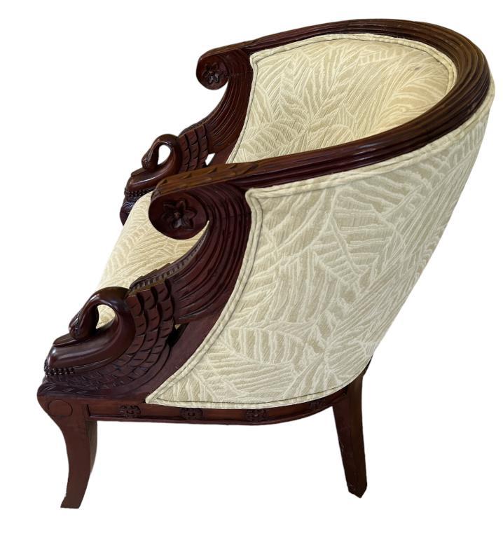 Upholstered Chair with Carved Hardwood Frame--