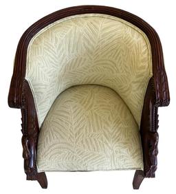 Upholstered Chair with Carved Hardwood Frame--