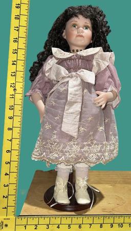 (1) Unmarked Porcelain Doll With Stand