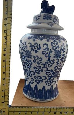 Blue & White Chinese Ginger Jar--19 1/2" High
