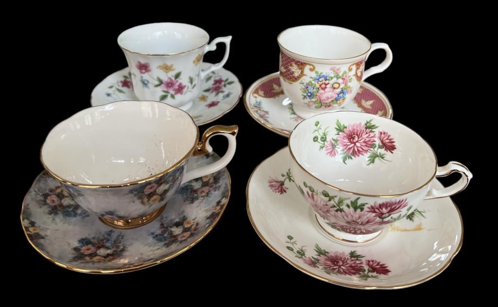 (4) Collectible Cups & Saucers: