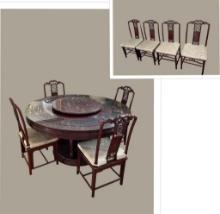 Asian Style Round (60”) Rosewood Dining Table