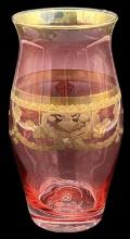 J Preziosi Italy Handpainted Cranberry Glass V