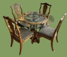 Ashley Furniture Co. Rustic Oak Round Beveled
