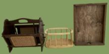 (3) Wooden Items: (2) Magazine Racks and (1)