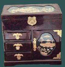 Vintage Wooden Lacquer Chinese Musical Jewelry Box
