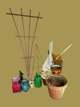 Assorted Garden Items, etc. - Wooden Trellis,