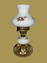 Milk Glass Table Lamp - 14” H to Top of Glass