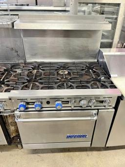 Imperial 6 Burner Gas Range w/Oven Below & Overshelf