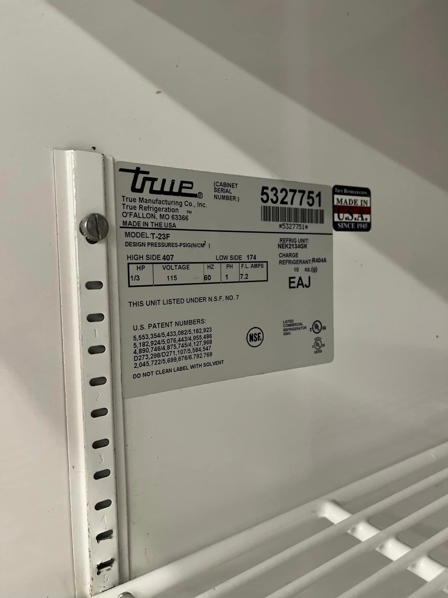 True Single Door Freezer