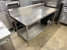 60” x 30” All Stainless Steel Worktable w/Backsplash