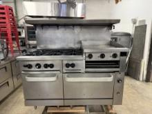Wolf Heavy Duty Combination Range 6 Burner Gas Range, 24” Raised Griddle w/Cheese Melter&2Oven below