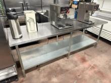 96” x 30” Stainless Steel Worktop Table w/Galvanized Bottom shelf