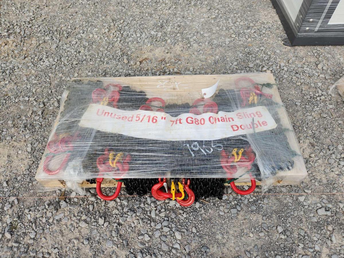 8- UNUSED 5/16" X 7' GRADE 80 DOUBLE CHAIN SLINGS (8X=$)