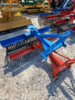 KING KUTTER UNUSED 3PT 5' ANGLE ROCK RAKE (BLUE)