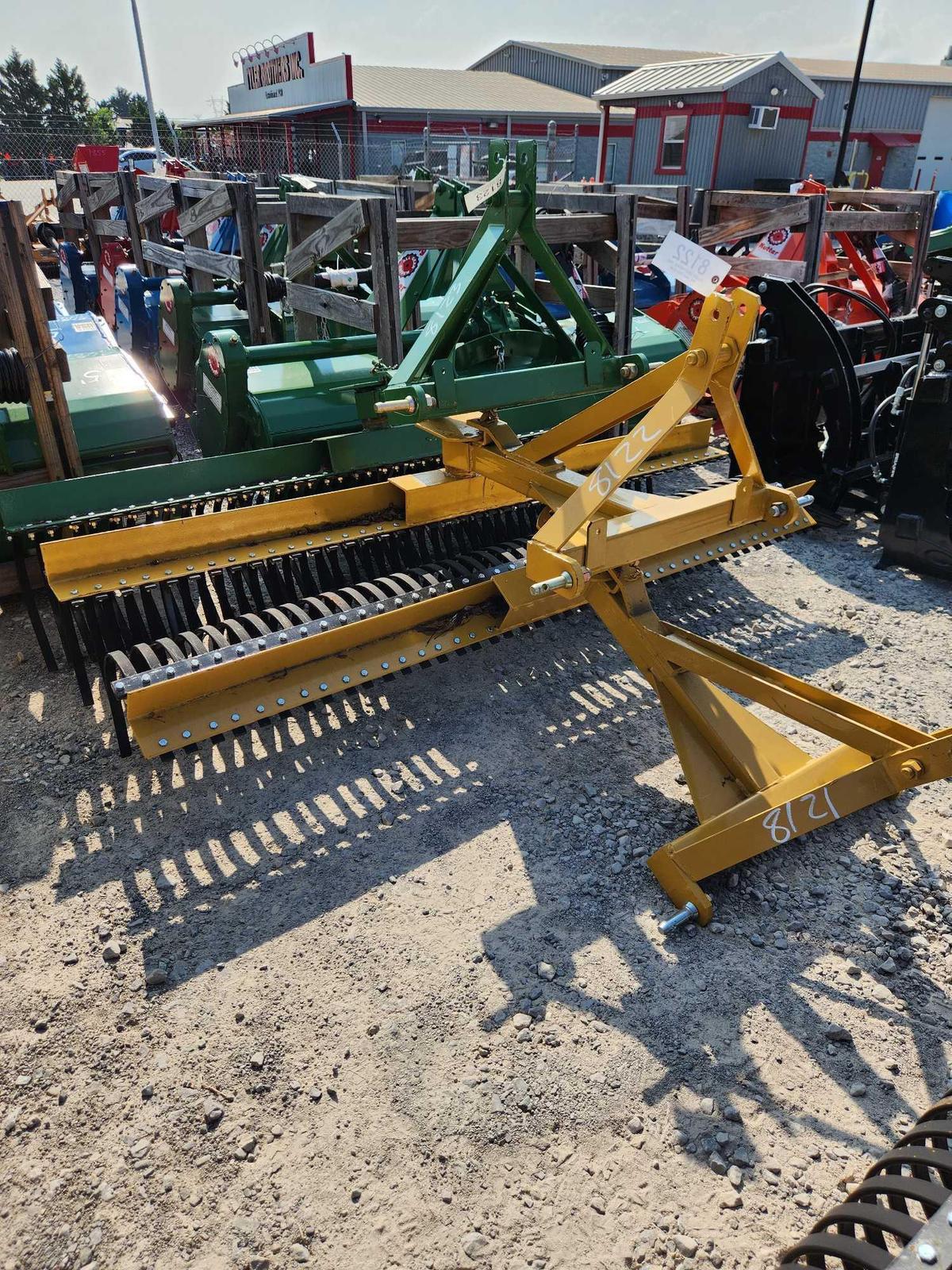 KING KUTTER UNUSED 3PT 7' ANGLE ROCK RAKE (YELLOW)