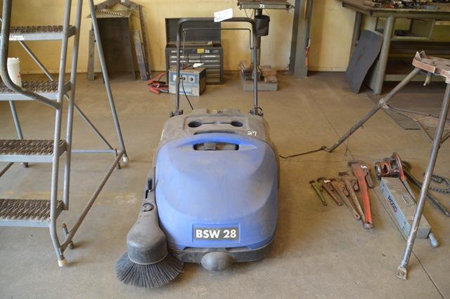 CLARKE BSW28 Walk Behind Battery Powered Sweeper, s/n 072921010, with onboa