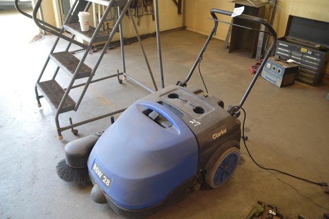 CLARKE BSW28 Walk Behind Battery Powered Sweeper, s/n 072921010, with onboa