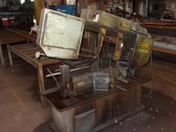 HYD-MEC S-20 Metal Cutting Band Saw, s/n 21087911, with (3) roller tables (