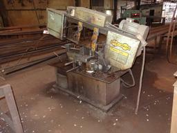HYD-MEC S-20 Metal Cutting Band Saw, s/n 21087911, with (3) roller tables (