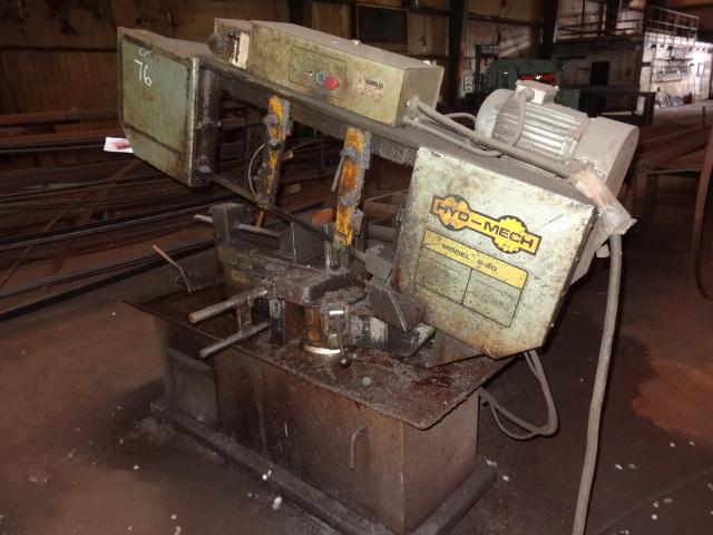 HYD-MEC S-20 Metal Cutting Band Saw, s/n 21087911, with (3) roller tables (