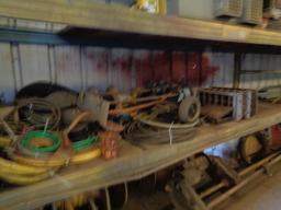 (5 Sections) Pallet Racking, with parts (wire rope slings, trolleys, wire r