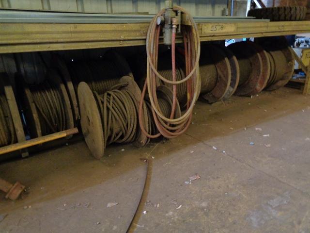 (5 Sections) Pallet Racking, with parts (wire rope slings, trolleys, wire r