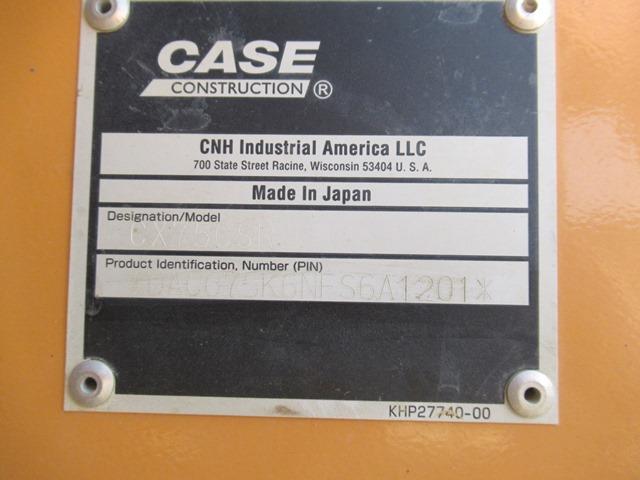 (Unit #TH238)  2015 CASE Model CX75C-SR Midi Excavator, s/n DAC075K6NFS6A12