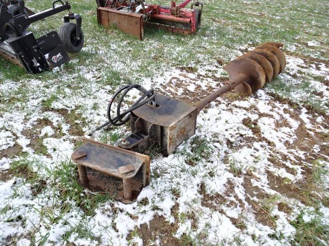 LOWE Model 1650E Hydraulic Auger Attachment, s/n 5725572, with 6", 12", 18", 24", 36", 24" tapered,