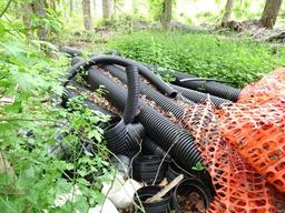 Assorted HDPE Black Corrugated Pipe, Flex Pipe, Plastic Tubing, and PVC Fittings (BUYER MUST LOAD)