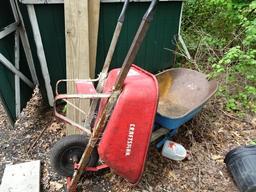 Contents of Shed: picks, rakes, shovels, and wheelbarrows (BUYER MUST LOAD)