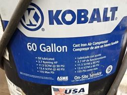 KOBALT 60 Gallon Vertical Air Compressor, 230 volt, with air hose and tools