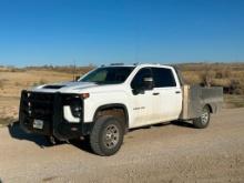2020 CHEVROLET Model 3500HD, 4x4 Crew Cab Flatbed/Utility Truck, VIN# 1GC4YSEY0LF182787, powered by