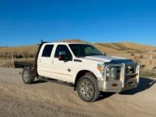 2013 FORD F-250 Lariat Super Duty 4x4 Crew Cab Flatbed Truck, VIN# 1FT7W2BT1DEA67845, powered by