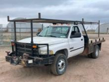 2001 DODGE Model 3500, 4x4 Flatbed Truck, VIN# 3B6MF36611M525097, powered by Cummins turbo diesel