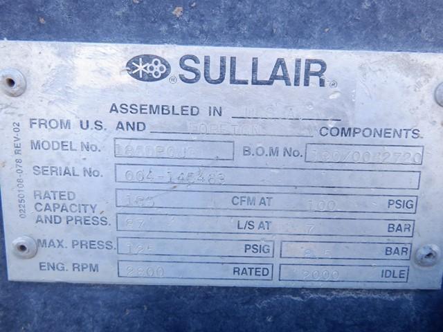 2005 SULLAIR Model 185DPQJD, 185CFM Portable Air Compressor, s/n 004-148469, powered by John Deere 4