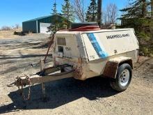 1987 INGERSOLL RAND 185CFM Portable Air Compressor, s/n 165260U87957, powered by John Deere 4